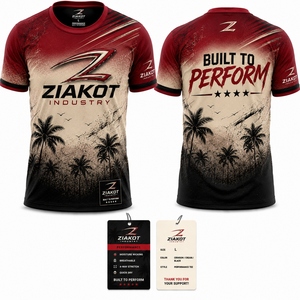 เสื้อยืดแฟชั่น ZIAKOT ดีไซน์ใหม่สำหรับผู้ชาย สีแดง-ขาว-ดำไล่เฉด  แบบสั่งทำพิเศษ - Product Image 1