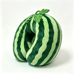 Cute <b>Cat</b> U-Shaped green <b>Plush</b> Neck Pillow red Soft watermelon Travel Cushion Unisex - Product Image 3