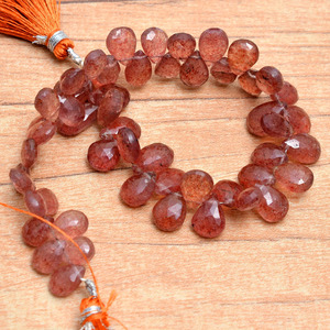Cuentas facetadas de cuarzo AAA+ de 6x8mm-7x12mm, cuentas de cuarzo fresa natural, piedras semipreciosas para la fabricación de joyería. - Product Image 1