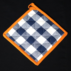 Los más vendidos: Porta ollas de algodón 100% reciclado con patrón a cuadros teñido, suaves y duraderos para uso en cocina, proveedor indio. - Product Image 2