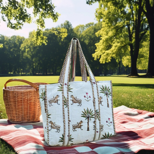Bolsa de Mano de Algodón Acolchada Hecha a Mano, Diseño Vintage, Ecológica, con Cierre de Cremallera, Personalizable, Ligera, para el Verano - Product Image 4