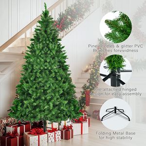 Set di 3 Alberi di Natale Artificiali Sottili Pre-Illuminati da 8FT, 6FT e 4FT con Effetto Neve per Decorazioni Natalizie - Product Image 4