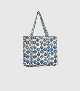 Bohemian Embroidered <b>Canvas</b> Tote Bag With <b>Blue</b> Floral Pattern Open Top Women's Shopping Bag All Seasons Use - Product Image 6