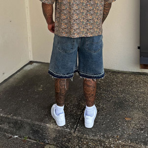 Custom Acid Wash Heavyweight Washed Distressed <b>Patchwork</b> Embroidery Double Layer Short Sleeve T-<b>shirt</b> Cotton Boxy Rhinestone - Product Image 3