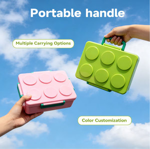 Boîte à lunch créative style blocs de construction 1900 ml, boîte bento en plastique multi-compartiments, récipient alimentaire anti-fuite, ODM OEM - Product Image 6