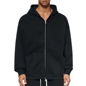 เสื้อฮู้ดดี้โอเวอร์ไซส์แบบหนาพิเศษ ซิปหน้า พิมพ์ลายพัฟฟ์ตามสั่ง ผ้าคอตตอนผสมขนแกะ 350 GSM สำหรับทุกเพศ - Product Image 1