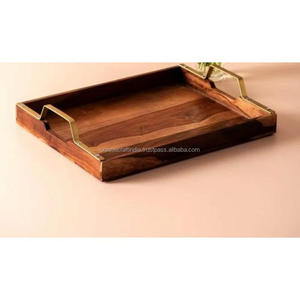 Bandeja de Servir de Madera de Mango Steel Heritage con Asas de Metal Negro Forjado a Mano, Decoración Rústica para el Hogar, Vajilla Artesanal, Regalos al por Mayor - Product Image 6