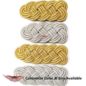 KEW Eco-Friendly Vintage Gold Customizable <b>Braided</b> Shoulder Board Bullion Wire Thread Epaulettes <b>Accessory</b> - Product Image 4