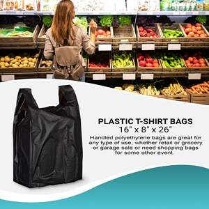 Pacchetto all'ingrosso 500 Mini per Jumbo borse per la spesa nera 16X8X26 18 Micron di spessore per negozi ristoranti borse movimentate - Product Image 6