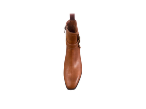 Bottines en cuir véritable marron avec boucle à la cheville, talon carré, soutien de la voûte plantaire, semelle extérieure en caoutchouc légère et antidérapante, pour l'automne - Product Image 2
