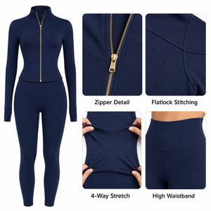 Ensemble de yoga 2 pièces pour femme : haut court dos nu et short taille haute en Spandex et Polyester, extensible, respirant, sans coutures, noir uni - Product Image 4