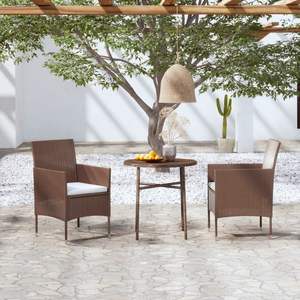 Conjunto de Comedor de Jardín Ergonómico Estándar de Ratán Sintético Marrón - Product Image 1