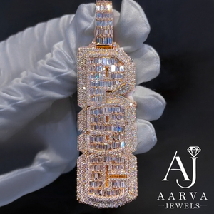 Colgante de Letra Personalizado de Plata de Ley 925 con Baño de Rodio y Oro Rosa, Estilo Hip Hop, con Moissanita, Diseño Iced Out, para Fiestas - Product Image 6