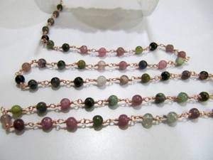 Rosario de Turmalina Natural Multicolor de 4mm con Cuentas Enrolladas en Alambre - Product Image 5