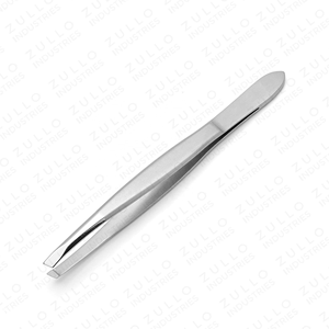 Pince à épiler professionnelle à pointe inclinée avec étui en cuir PU, outil de beauté en acier inoxydable personnalisé, vente en gros OEM - Product Image 2