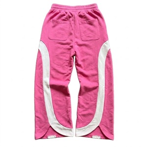 Pantalon de jogging personnalisé OEM pour femme, taille haute, coupe droite, avec bande latérale contrastante, style streetwear, taille élastique, décontracté - Product Image 2