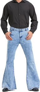 Jean décontracté pour homme, coupe droite, 100 % coton, délavé, respirant, hiver, jambe large, coupe slim évasée, vente en gros, OEM disponible - Product Image 2