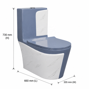 Inodoro Moderno de Una Pieza con Diseño Cerámico Azul Grisáceo, Descarga por Arrastre, Montaje en el Suelo - Product Image 4