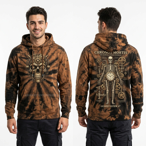Sweat à capuche gris foncé délavé pour homme avec motif 'Undead Cleaver', style streetwear, personnalisé, épais, pull à capuche, fabricant - Product Image 6