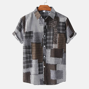 2026 New Men's Summer Short Sleeve <b>Shirt</b> Vintage <b>Patchwork</b> Printed Button Down T-<b>Shirt</b> Hawaii Fashion Comfortable Lapel <b>Shirt</b> - Product Image 2