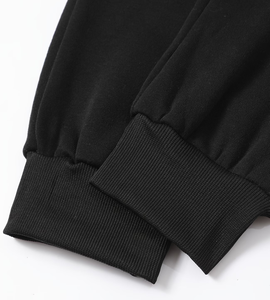 Men's Black Sweatpants Elastic Waist Drawstring Side Pockets Casual Joggers Breathable Knitted Heavyweight Wear Autumn Wear - Product Image 5