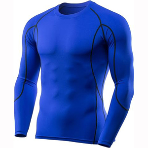 T-shirt de compression unisexe tendance pour homme, à manches longues, noir, pour le fitness, séchage rapide, respirant, décontracté - Product Image 4