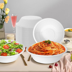 Bols en papier jetables en bagasse biodégradables robustes, en vrac, pratiques pour un usage quotidien, pour salades et soupes chaudes - Product Image 1