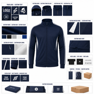 Chaqueta Deportiva de Doble Tejido de Poliéster para Entrenamiento en Equipo, Cuello Alto, Chaqueta Deportiva para Gimnasio, Proveedor de Ropa Deportiva Personalizada OEM - Product Image 6