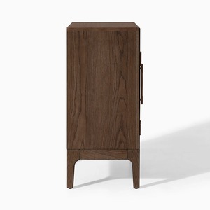 Modern <b>Rustic</b> Handmade Teak Wood Living Room Cabinet with Arched Glass Doors and Storage - Product Image 3