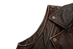 Gilet en cuir tendance de qualité supérieure avec fermeture éclair, gilet en cuir de la meilleure qualité, gilet en cuir de motard de qualité professionnelle - Product Image 6