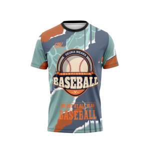 Maillot de baseball à manches courtes 100 % polyester à séchage rapide, col rond, avec logo personnalisé et design sublimé sur toute la surface, pour équipes sportives – Vente en gros - Product Image 1