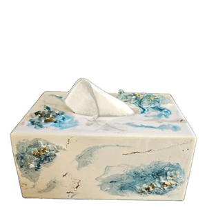 Boîte à mouchoirs carrée élégante en résine, support décoratif durable et stylé pour la maison, le bureau, le salon, design moderne, fait main - Product Image 3