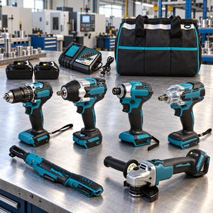 Juego de Herramientas Industriales con Batería de Litio de 18 V, Juego de 10 Llaves Combinadas, Destornilladores, Juego de Herramientas Eléctricas 9 en 1, Aleación de Aluminio - Product Image 1