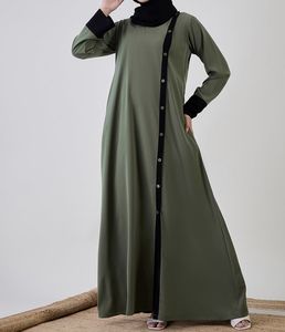 Nouvelle Robe Abaya Modeste Style Islamique Vente en Gros Vêtement Musulman Femme Longue Robe Ouverte sur le Devant Polyester Col V Floral Manches Longues - Product Image 3