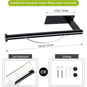 Porte-serviettes en papier à commande d'une seule main avec effet amortissant, accessoire de cuisine sous armoire avec adhésif disponible - Product Image 4