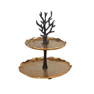 Support à gâteau en tôle galvanisée à double paroi avec finition laquée de forme ronde de bonne qualité avec trois niveaux pour servir dans les hôtels - Product Image 3
