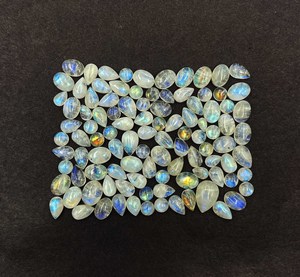 <b>Rainbow</b> Moonstone Mix Shape Cabochon Loose Gemstone Lot 5-9 MM Natural <b>Rainbow</b> Moonstone Gemstone For Handmade Jewelry Making - Product Image 5