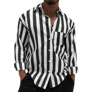 Camisa Casual de Hombre, Roja y Blanca, Lisa, de Un Solo Pecho, 100% Algodón Franela, Cuello Clásico, Manga Corta, Verano, Tallas Grandes, Transpirable - Product Image 2