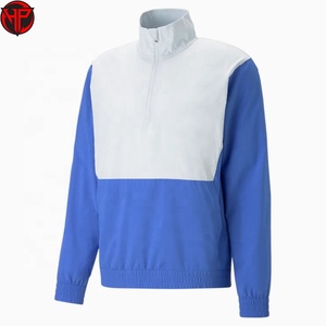 Color Block Men's <b>Jacket</b> Quarter Zip <b>Lightweight</b> Windbreaker Track <b>Jacket</b> Top OEM Custom Logo Casual Sportswear <b>Jackets</b> - Product Image 1
