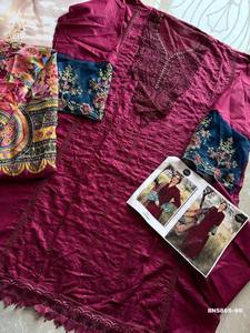 Dernière collection : meilleur tissu viscose lawn avec broderie, ensemble semi-couturié Salwar-Kameez et Dupatta, fournisseur d'Inde. - Product Image 5