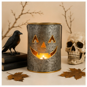 Custom Galvanized Metal Jack O <b>Lantern</b> Pumpkin <b>Lantern</b> with Carrying Handle Halloween Candle Holder For Home Decoration - Product Image 2