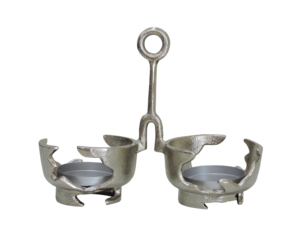Decorative Aluminum Double Candle Holder with Handle Silver Metal Tabletop Decor Modern Festive Home Centerpiece - Product Image 3