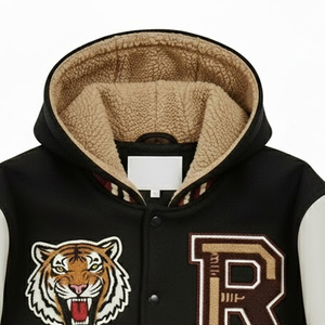 Chaqueta Varsity de Invierno para Hombre, Diseño Nuevo, Tejido de Lana, con Capucha, Servicio OEM, Color Sólido - Product Image 3