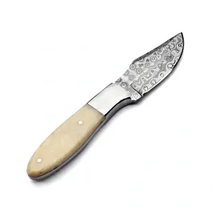 Couteaux de chasse avec manches arrondis de couleur pâle et lame à motifs larges, avec bolster argenté, pour équipement de camping et découpe en extérieur - Product Image 5