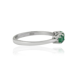 Women's 925 Sterling <b>Silver</b> Genuine <b>Emerald</b> Three Stone Promise <b>Ring</b> Gift For Her High Quality Fine Jewelry Party Wear - Product Image 3