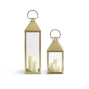 Faroles de acero inoxidable y vidrio de alta calidad con acabado dorado para decoración de eventos y fiestas en interiores y exteriores. - Product Image 4