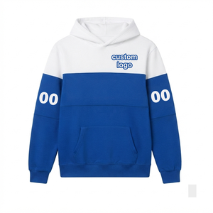 Sudadera con Capucha Personalizada con Logotipo Azul y Blanco para Hermandad, Bordada, de Alta Calidad, Algodón y Poliéster, Talla Grande, Ropa Griega - Product Image 1