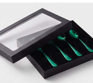 Poignée élégante couleur verte enduite de couverts en acier inoxydable fini ensemble de 5 cuillère fourchette couteau couverts pour les cadeaux de mariage - Product Image 6