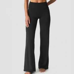 New Arrival Gym <b>Leggings</b> Women <b>Flare</b> Pants Breathable Lightweight <b>High</b> <b>Waist</b> Custom Blank Four Way Stretch Material Athletic - Product Image 1