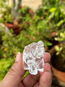 Hand Carved Clear Quartz <b>Elephant</b> Statue Natural Crystal Lucky Figurine Feng Shui REIKI OEM ODM Wholesale - Product Image 2